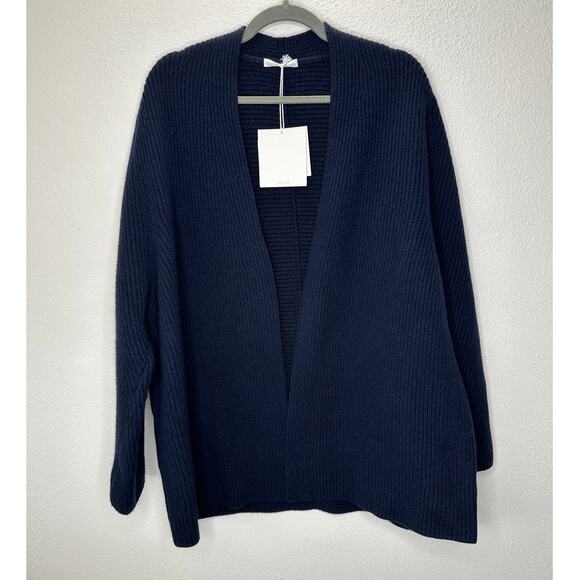 NWT The Row Dark Navy Ardi Chunky Knit Long Line Open Cardigan M - Picture 2 of 12